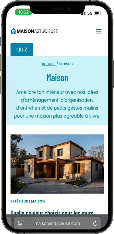 Maison Astucieuse — sur smartphone, autre page