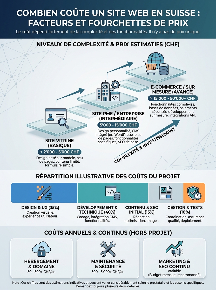 Infographie combien coûte un site web en suisse