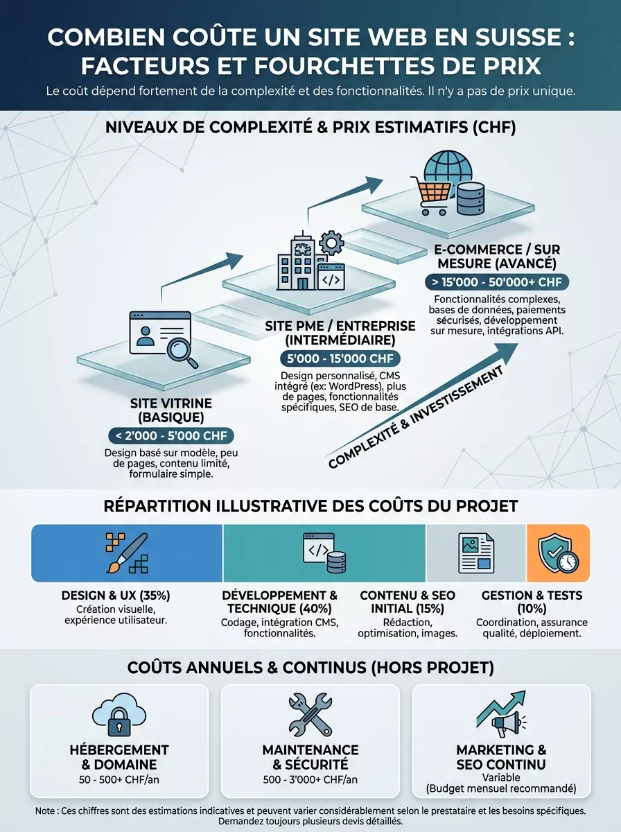 Infographie combien coûte un site web en suisse