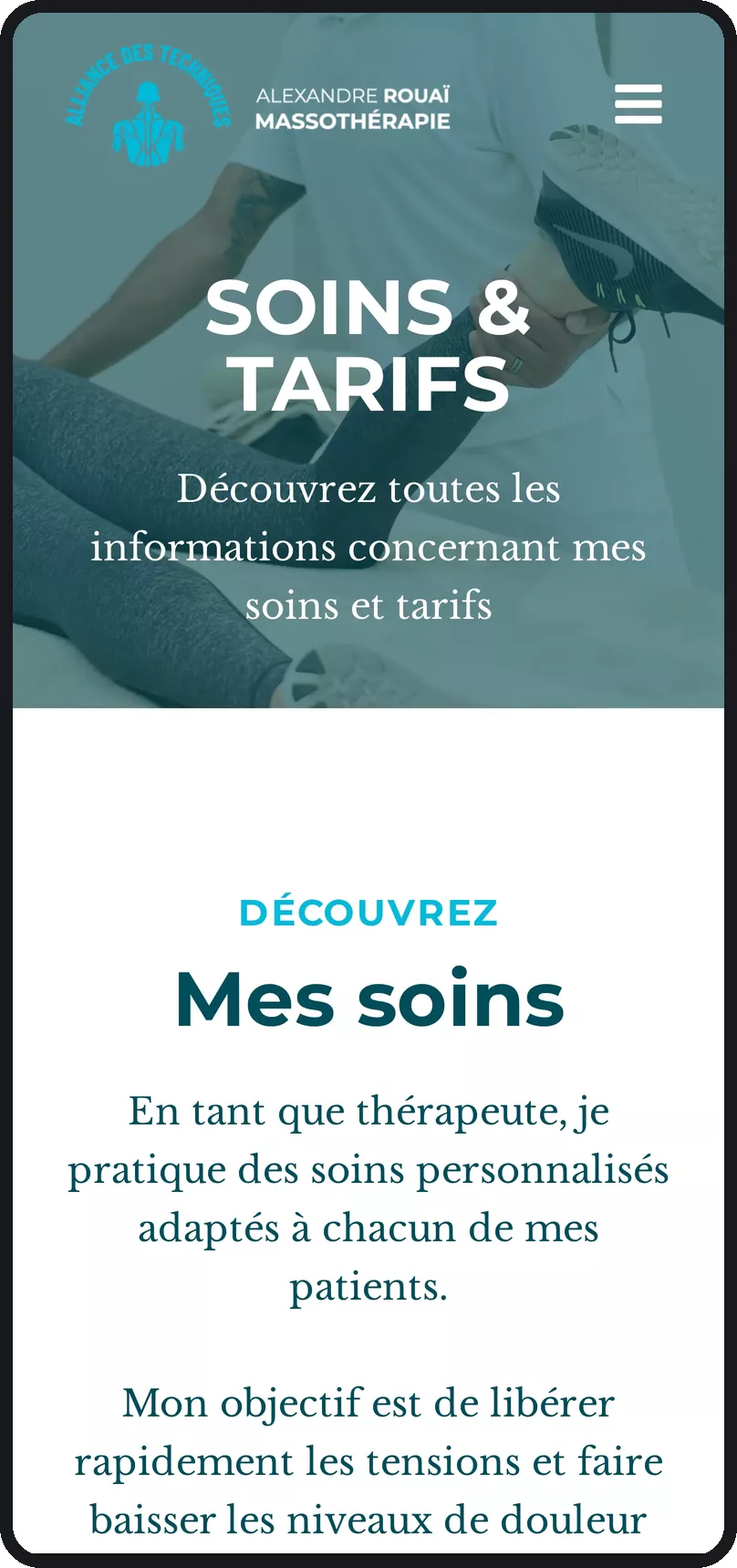 Soins et tarifs de massage-geneve-nyon.ch sur smartphone