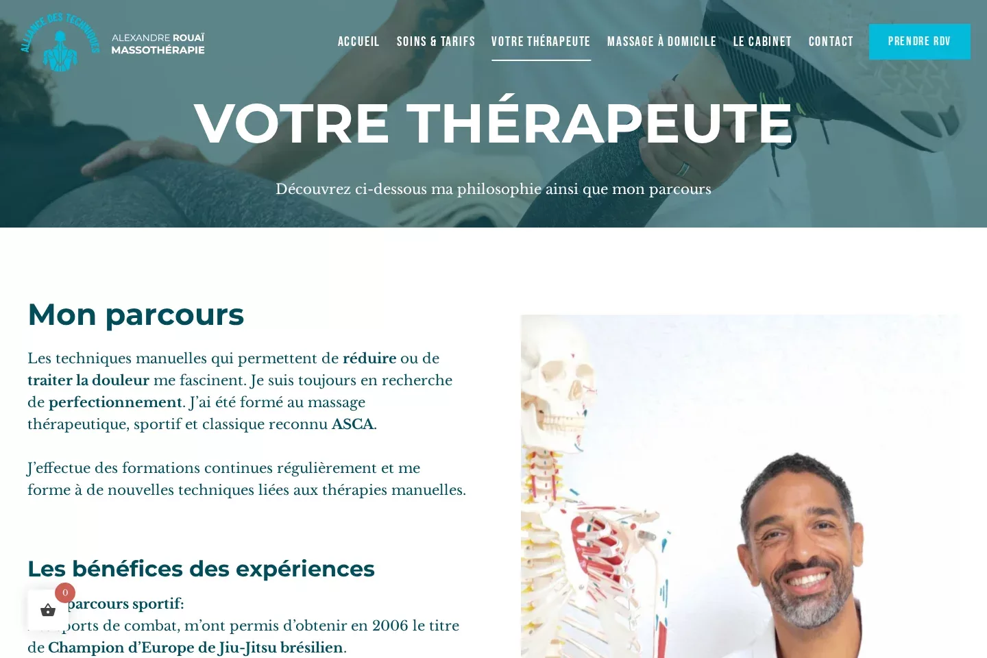 Page « Votre thérapeute » du site d’Alexandre Rouai