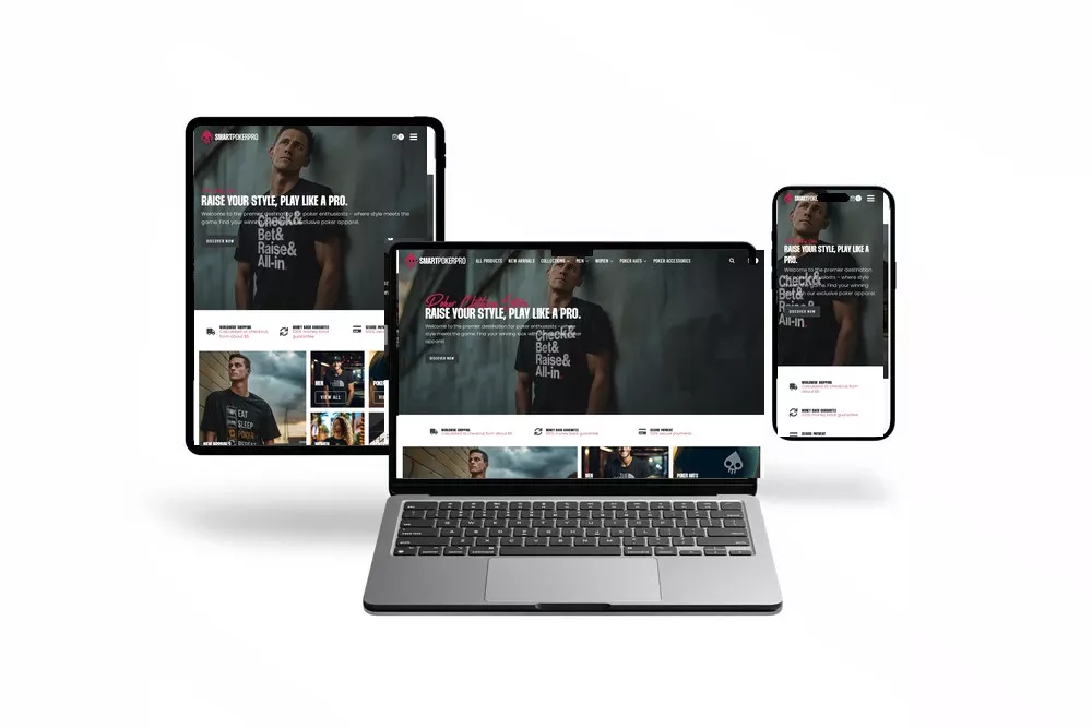 Site SmartPokerPro sur ordinateur portable, tablette et téléphone