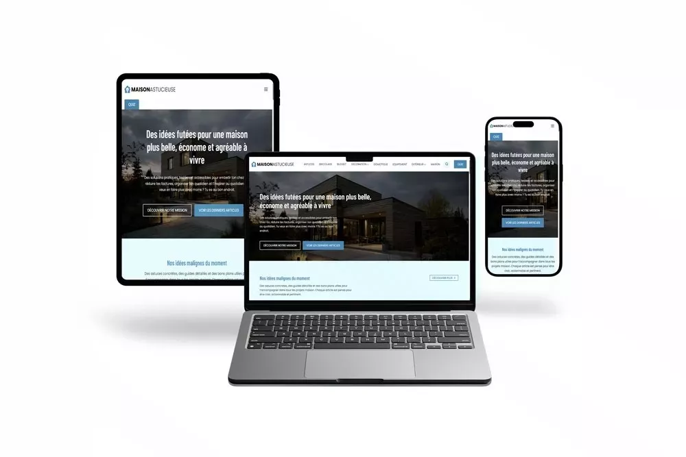 Site Maison Astucieuse sur ordinateur portable, tablette et téléphone