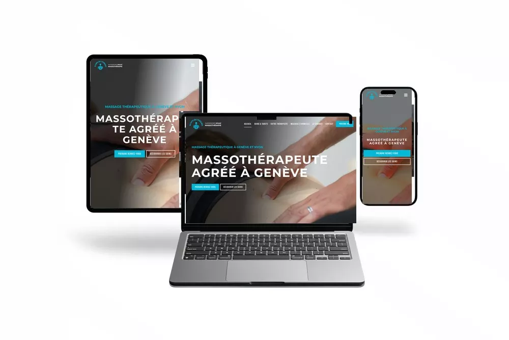 Site Alexandre Rouai Massothérapie sur ordinateur portable, tablette et téléphone