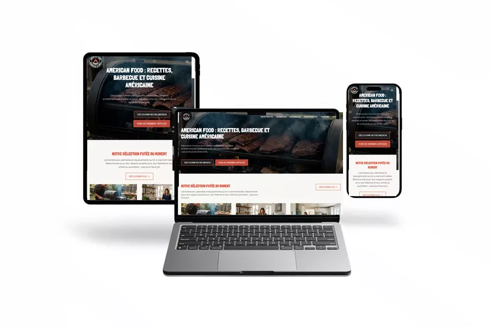 Site American Food sur ordinateur portable, tablette et téléphone
