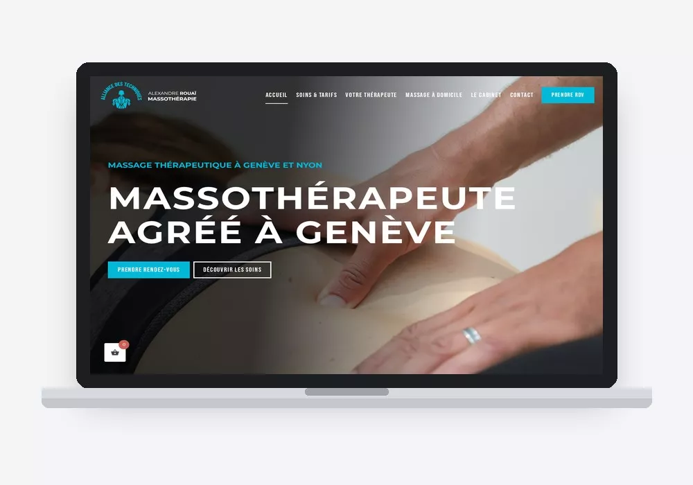 Site massage-geneve-nyon.ch sur ordinateur portable