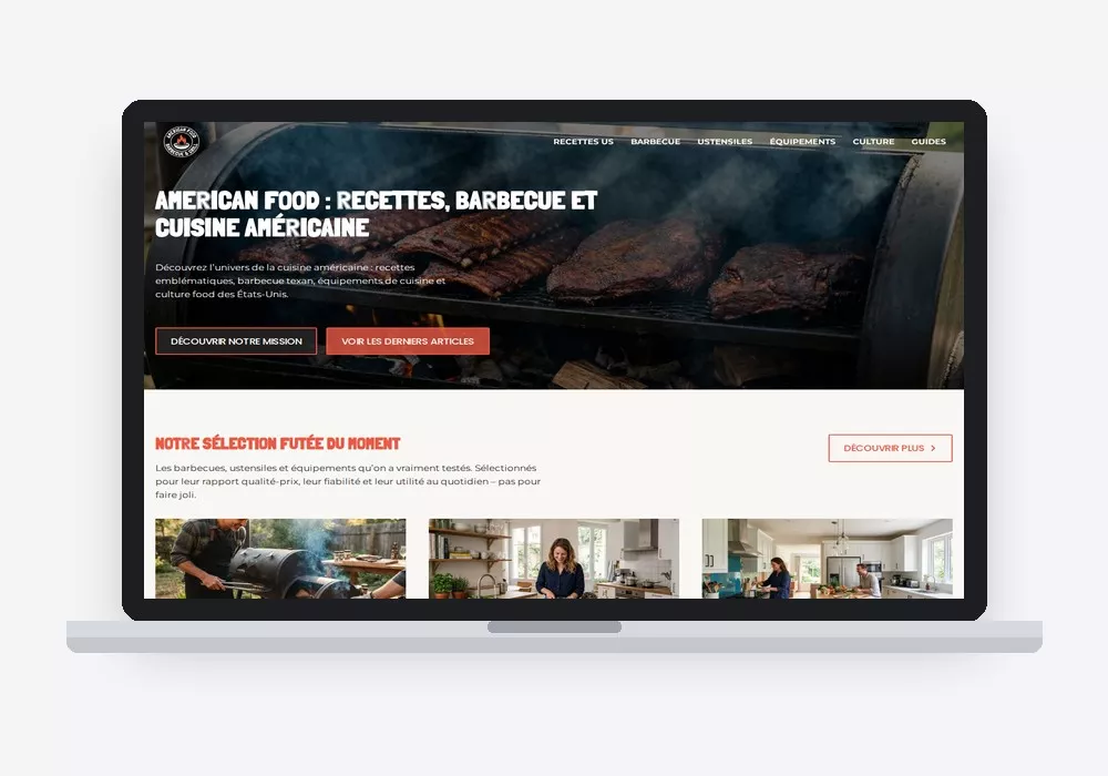 Site American Food sur ordinateur portable