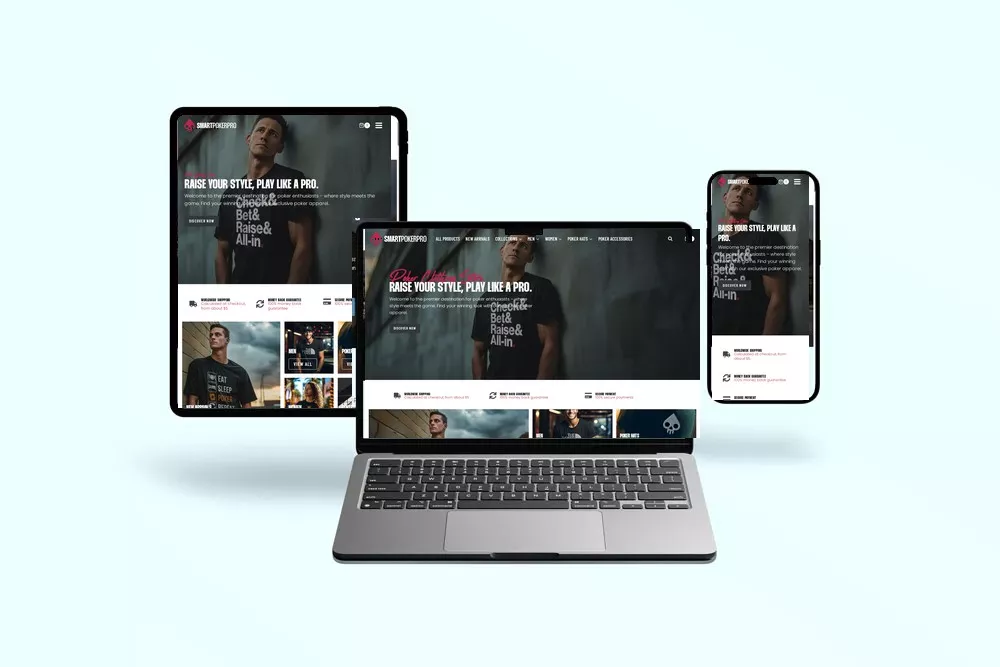 Site SmartPokerPro sur ordinateur portable, tablette et téléphone