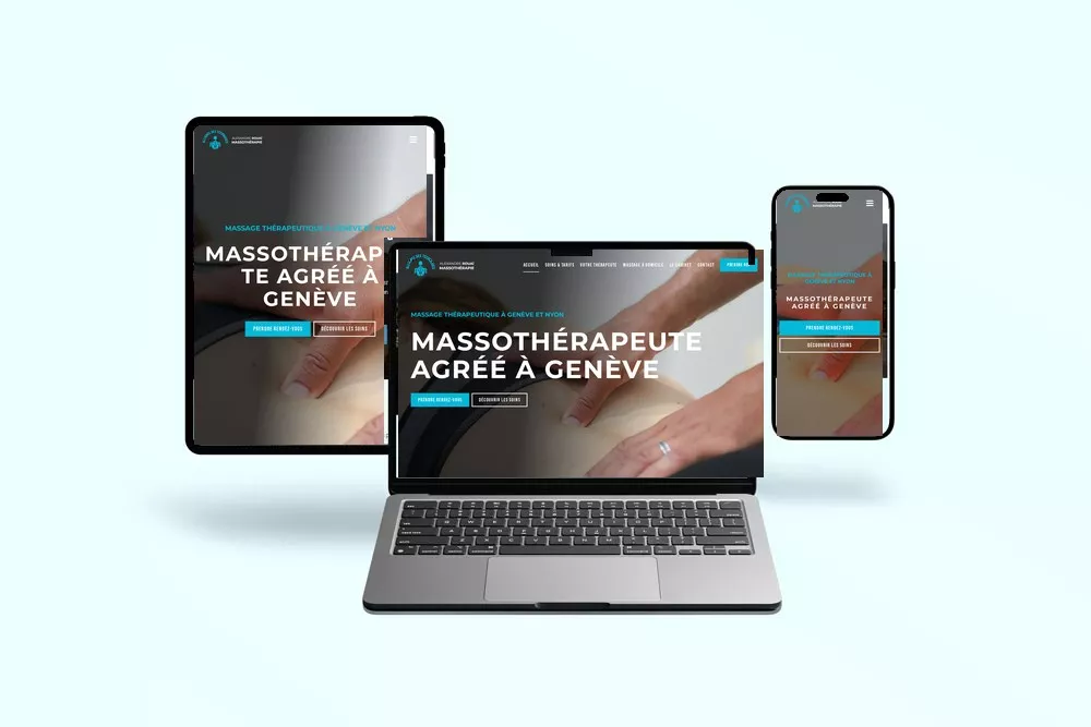 Site Alexandre Rouai Massothérapie sur ordinateur portable, tablette et téléphone