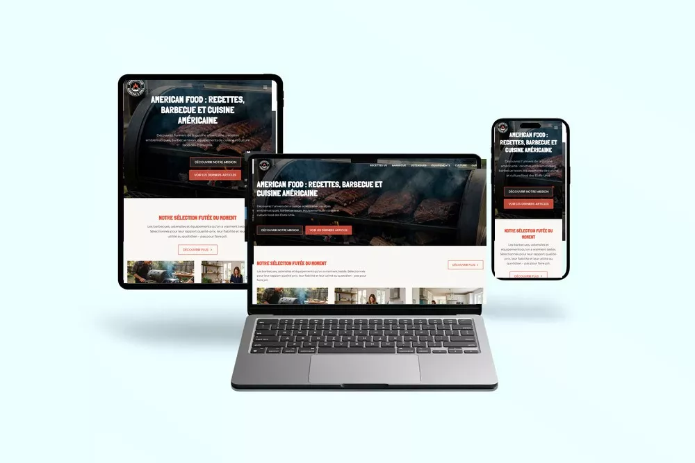 Site American Food sur ordinateur portable, tablette et téléphone