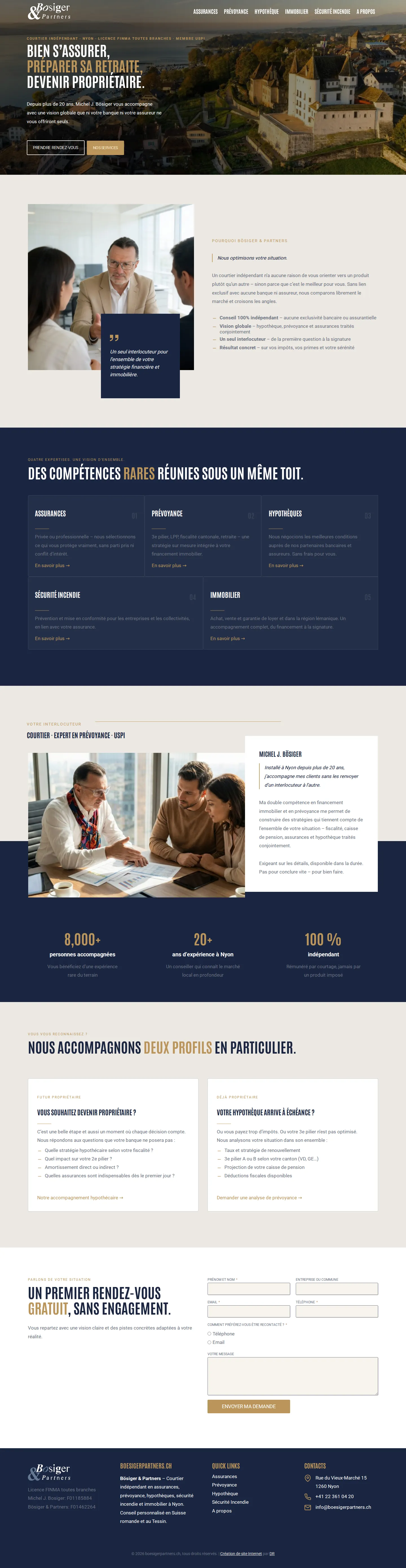 Page d’accueil complète du site Bösiger & Partners