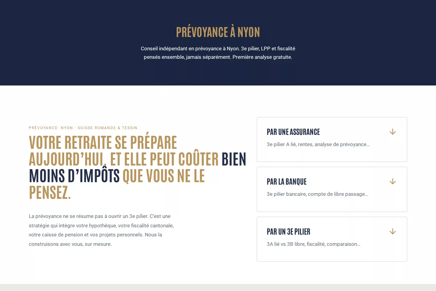 Page intérieure du site Bösiger & Partners